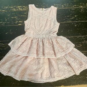 GB Girls Pale Pink Ruffled Tiered Lace Dress Size 8
